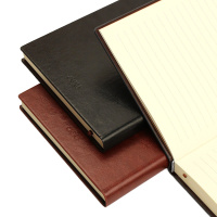 得力3186 商务皮面记事本 160张会议记录本 办公皮面本 25K 单本装