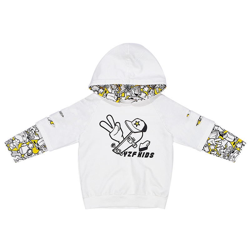 婴姿坊童装男童洋气嘻哈连帽卫衣中小童套头上衣春季韩版潮款