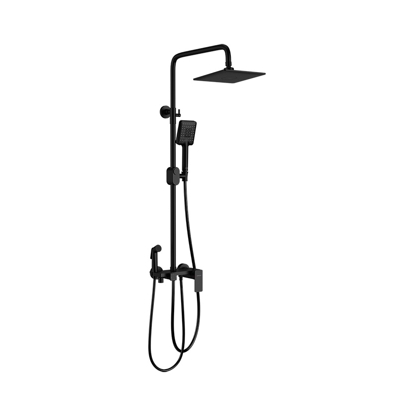 箭牌卫浴(ARROW)卫浴花洒 增压淋浴套装挂墙式不锈钢可旋转升降 精铜主体花洒头 多功能黑色花洒AE3449MB-P1