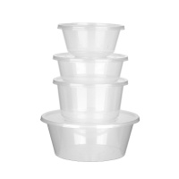 圆形450ML带盖一次性餐盒打包盒快餐便当汤碗加厚透明外卖饭盒300只装