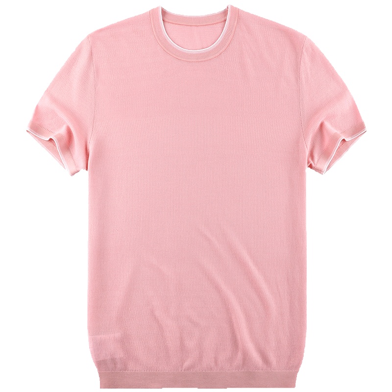 布先生新款针织短袖T恤 圆领纯色提花体恤上衣夏装男AT10590