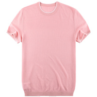 布先生新款针织短袖T恤 圆领纯色提花体恤上衣夏装男AT10590