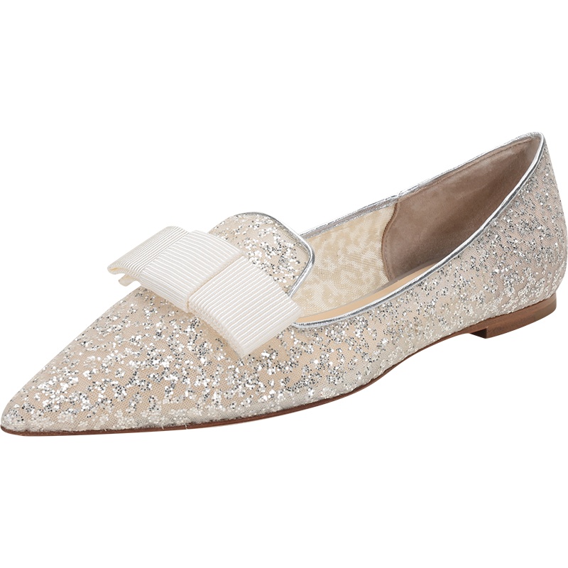 JIMMY CHOO 周仰杰 女士 织物闪光装饰尖头平底鞋GALA BBR 010