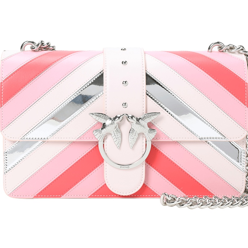 Pinko/品高 LOVE STRIPE INTARSIO 拼色单肩包 1P213D