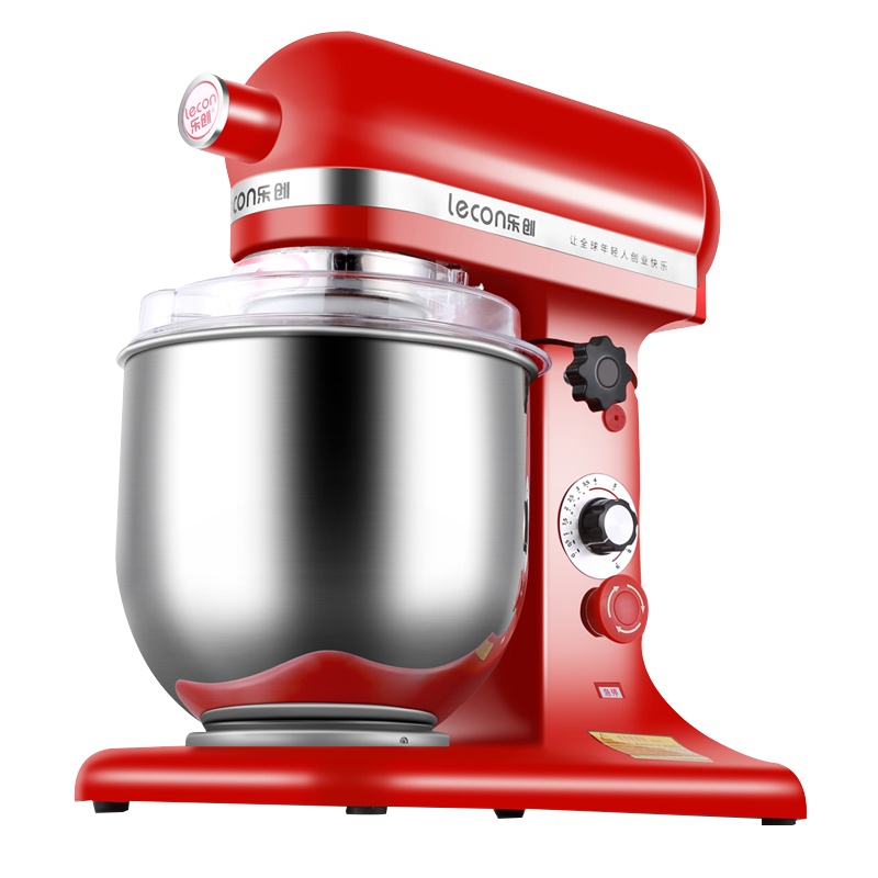 乐创(lecon)商用打蛋器 多功能家商用揉面机搅拌机厨师机打面机奶油打发机 7L鲜奶机红色款380W LC-B07