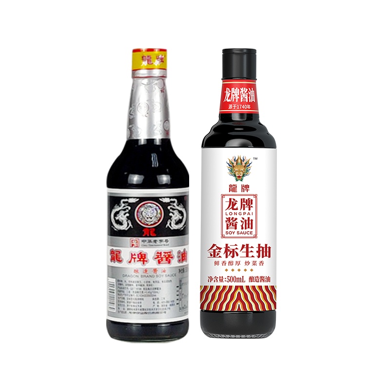 龙旗舰店龙牌老抽酱油500ml一级金标生抽500ml组合装家用套装小炒