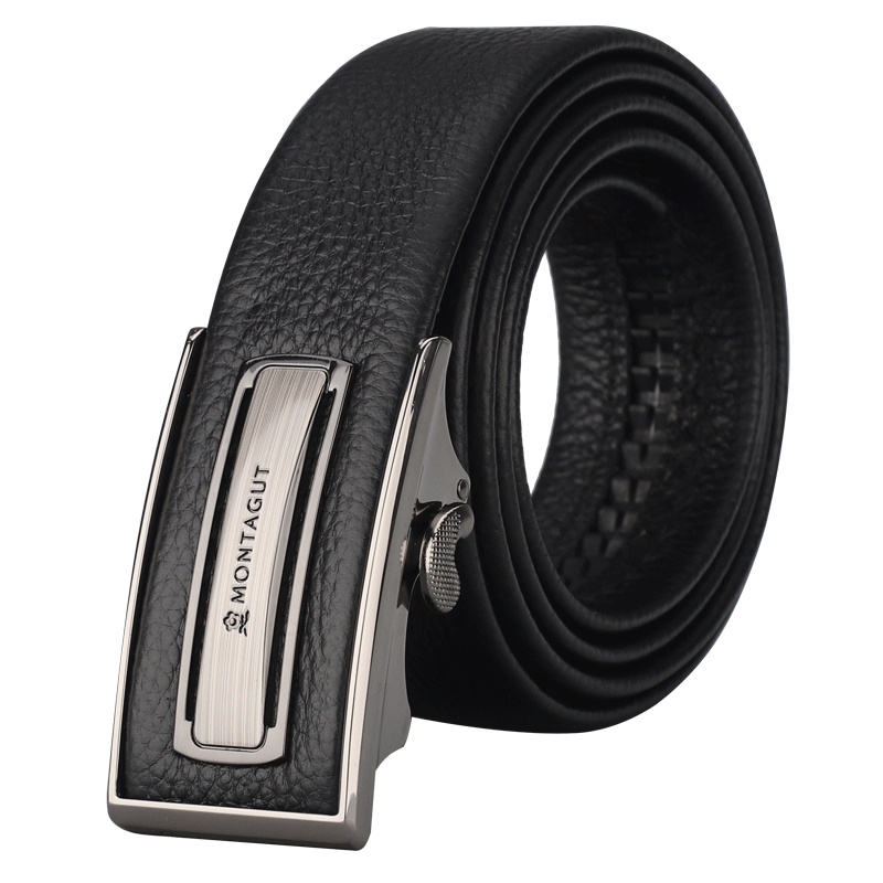 梦特娇腰带男 真皮 男士软头层牛皮 自动扣内扣 腰带男 商务百搭 青年镂空 休闲裤带