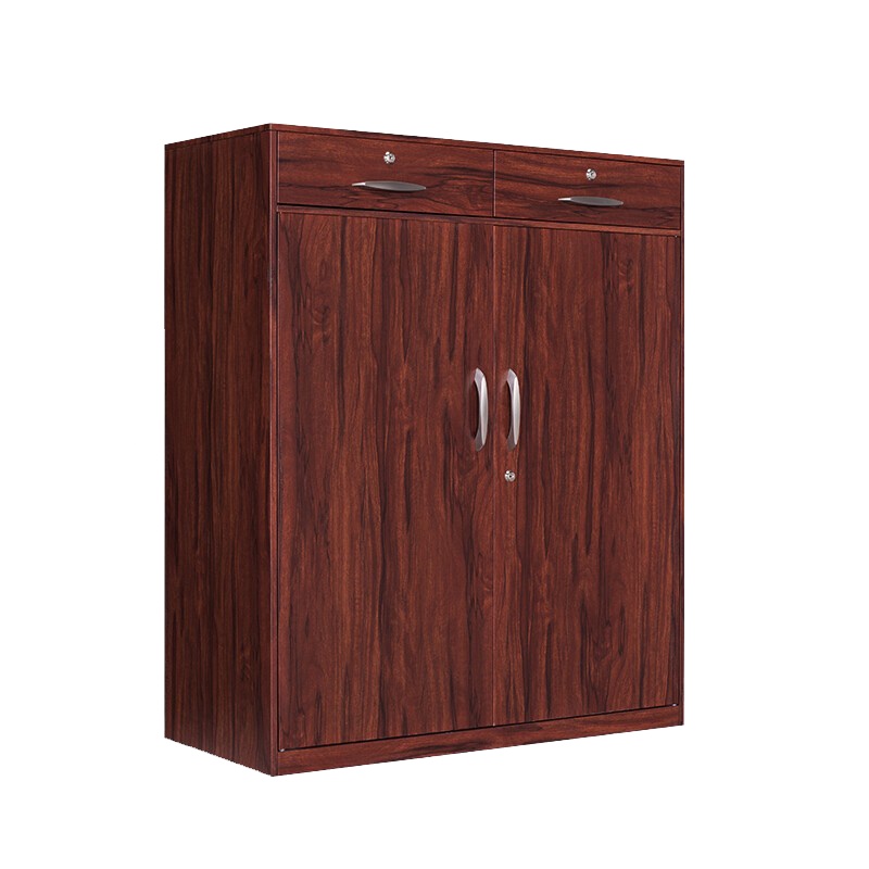 贞合 柜子办公文件柜铁皮柜资料柜档案柜带锁凭证柜矮柜木纹书柜 1090二斗矮柜