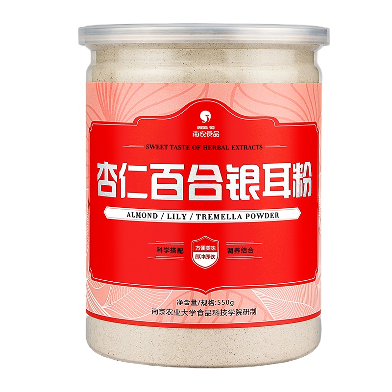 南农食品 杏仁百合银耳粉甘草薄荷杏仁粉杂粮粉代餐粉550g中老年人米糊状流食即冲即食
