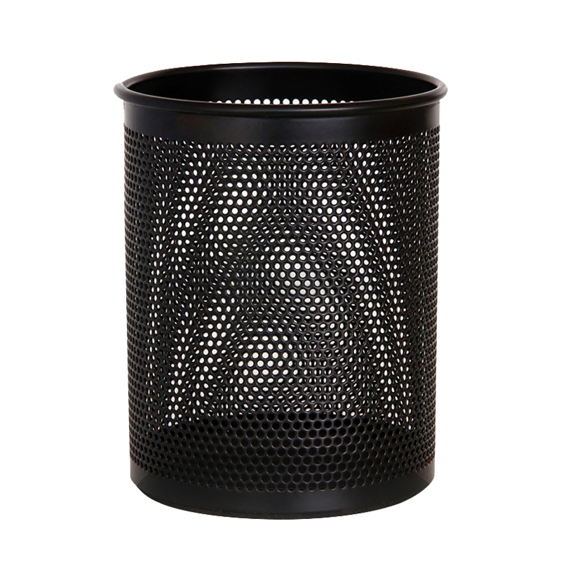 得力(deli)909笔筒2个 金属网纹圆形笔筒 创意桌面收纳盒 圆形铁网笔娄 简单美观办公学生用品 黑色