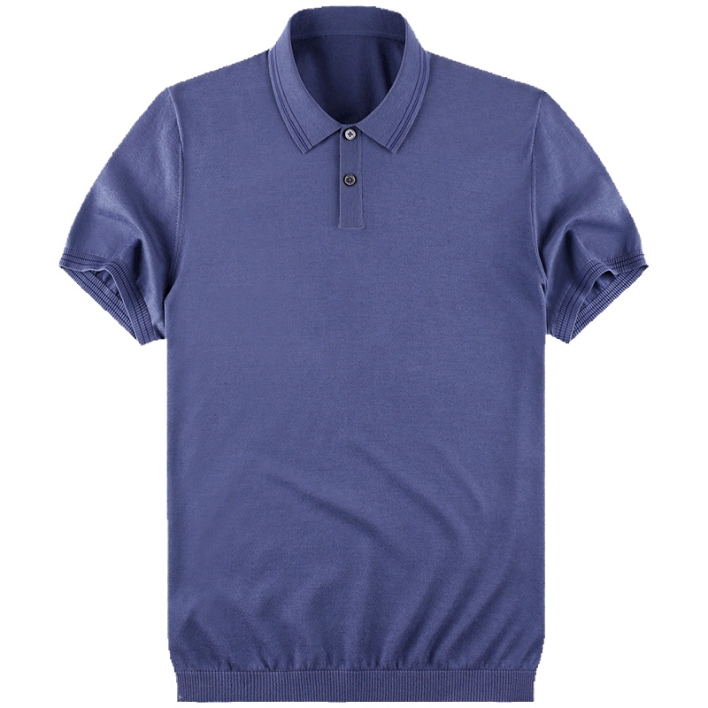 布先生新款针织纯棉短袖T恤 纯色简约男士翻领上装 AT10583