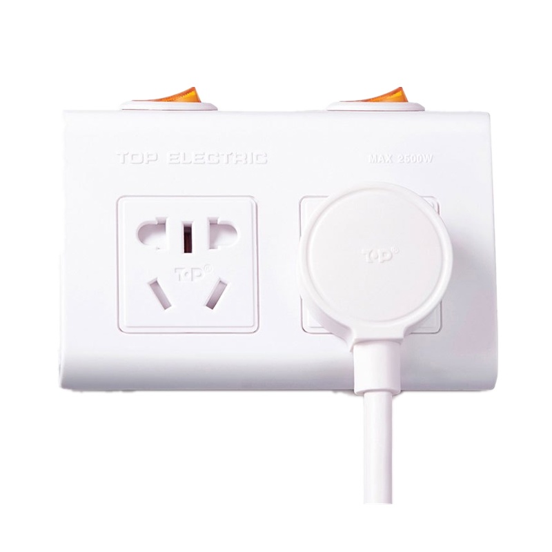 突破(TOP)C04一位转二位转换器新国标带儿童保护门分控开关插座仰角设计/电源插座/电源转换器/转接插头排插接线板白色