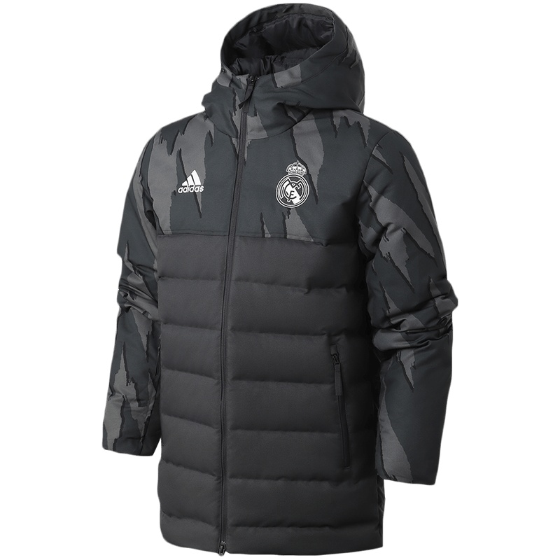 阿迪达斯男服羽绒服皇马保暖连帽外套休闲运动服GD4258
