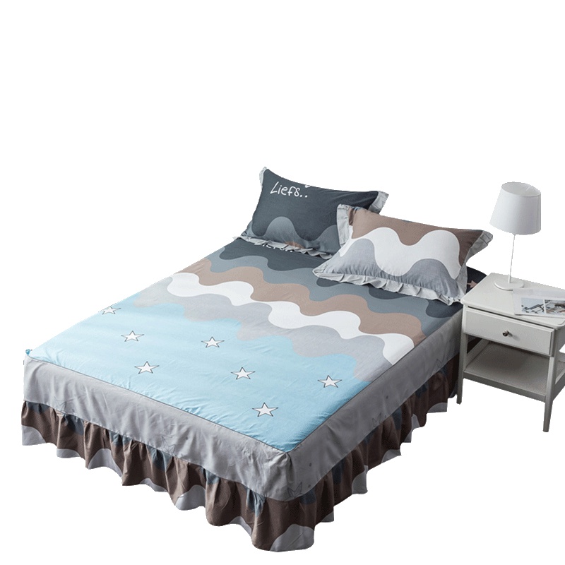 北极绒(Bejirog)家纺 纯棉床裙式床罩单件保护防尘防滑床套床单1.5/1.8m床全棉保护套其他