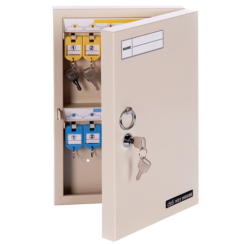 得力(deli)9321 24位钥匙管理箱 金属壁挂式钥匙柜 锁匙收纳盒 物业宾馆仓库钥匙收纳箱 磁性门锁壁挂箱