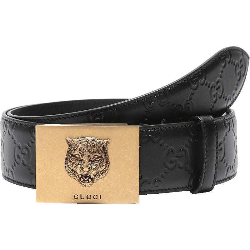 GUCCI 古驰 男士虎头图案皮革做旧扳扣式皮带腰带 429021 CWC1T