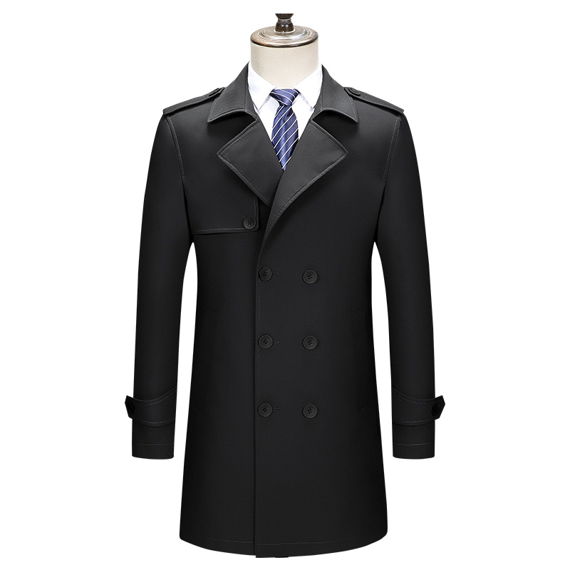 雅鹿男装风衣男秋季上新中长款翻领商务休闲外套男士风衣10519032