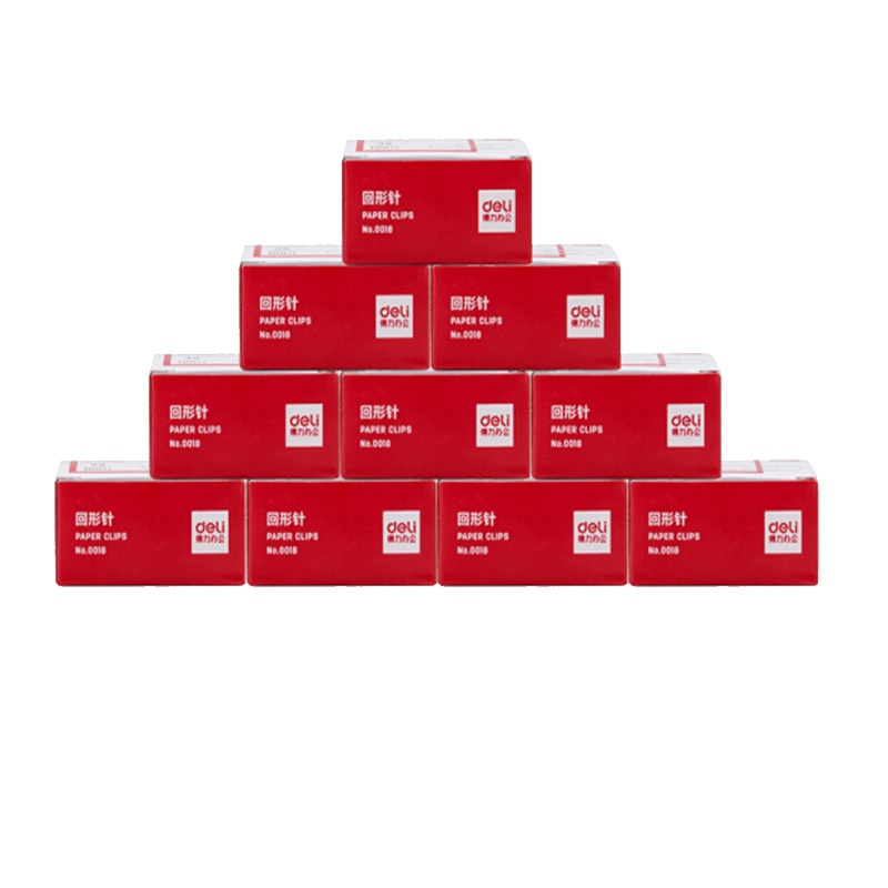 得力 (deli) 0018金属回形针3# 镀镍防锈曲别针 办公用品100枚盒 20盒装