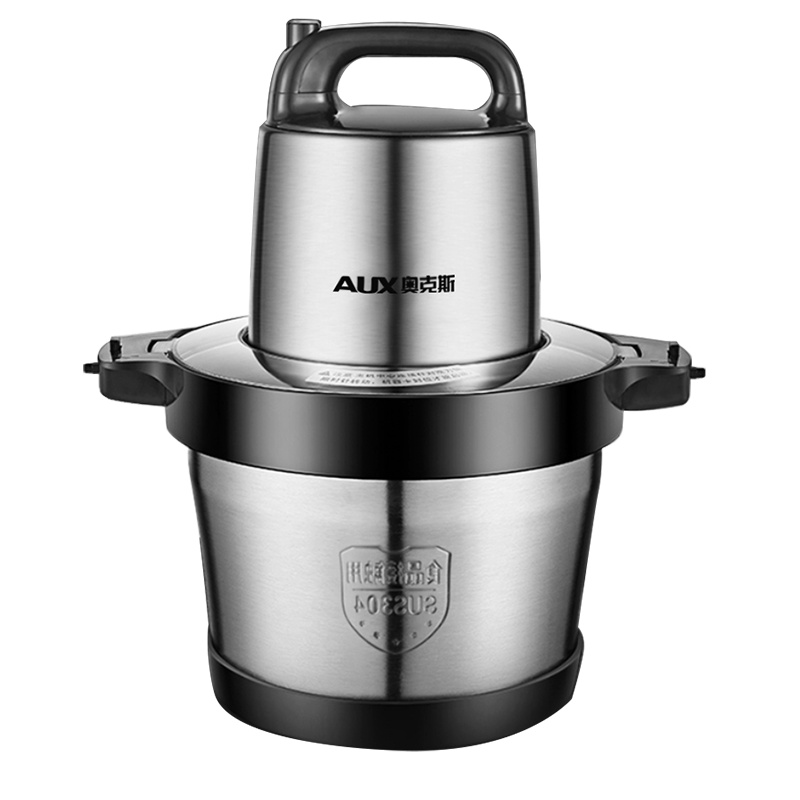 奥克斯 AUX[6L大容量]绞肉机 HX-J681 家用商用绞馅机电动不锈钢搅拌机搅肉机大功率 碎肉打肉机绞菜料理机
