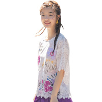茵曼2019夏装新款V口圆领中袖宽松百搭文艺印绣花全棉衬衫上衣女