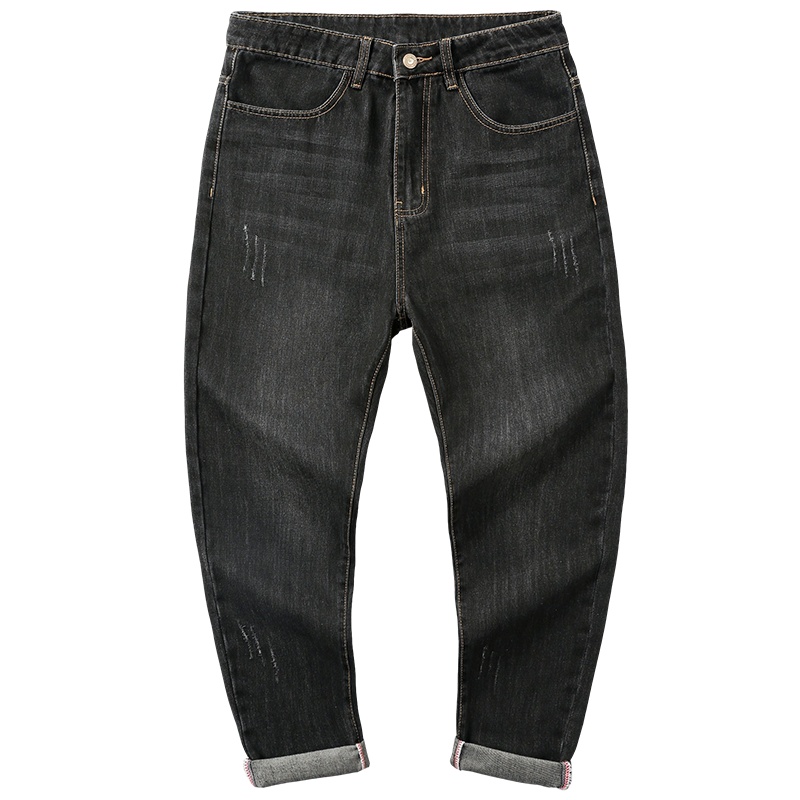 吉普战车(JIPUZHANCHE)2021秋冬新款男士牛仔裤日系哈伦直筒潮流时尚宽松百搭哈伦裤长裤-3