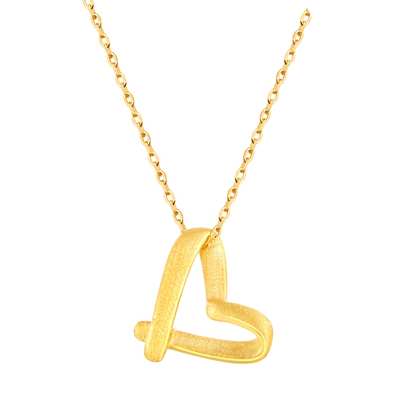 鑫万福 足金999黄金网红桃心足金吊坠黄金吊坠/精致甜美赠银链