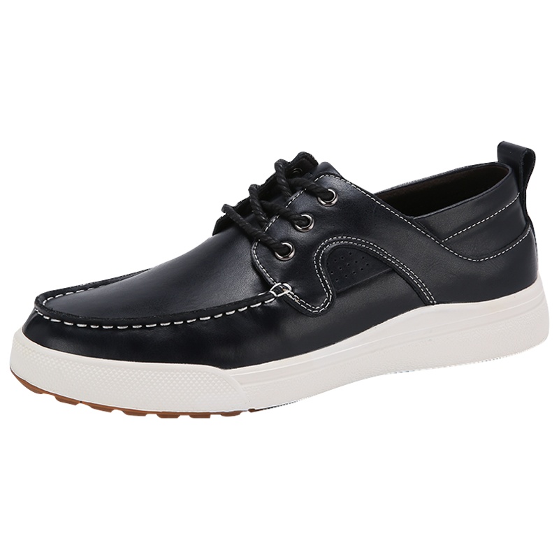 木林森男鞋春季潮流休闲时尚皮鞋百搭韩版2021新款青年鞋子男潮鞋牛皮休闲鞋