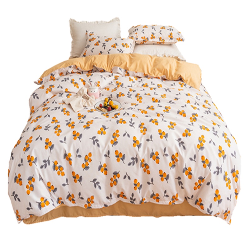 艾洛苏 磨毛水洗棉床上四件套小清新纯棉四件套学生三件套宿舍床单被套单人床上用品