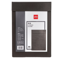 得力(deli)A4皮质板夹书写垫板 会议夹磁性文件夹报告夹 灰64506