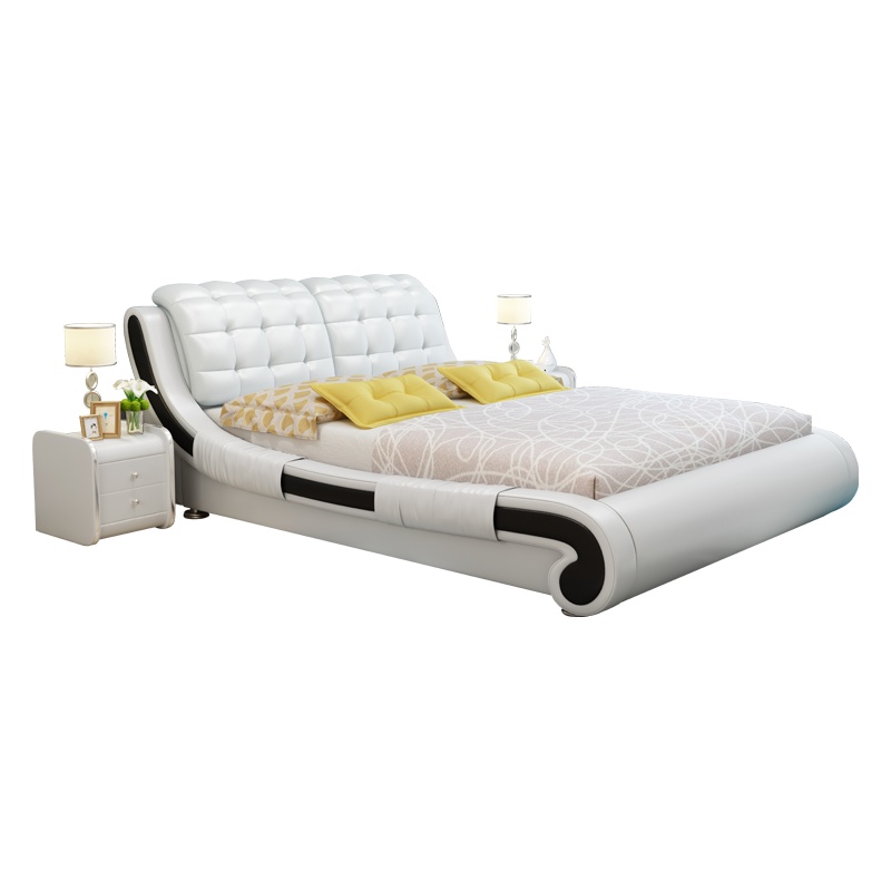 天惠子 床 皮床简约现代卧真皮床1.5米1.8米榻榻米双人大床欧式储物婚床