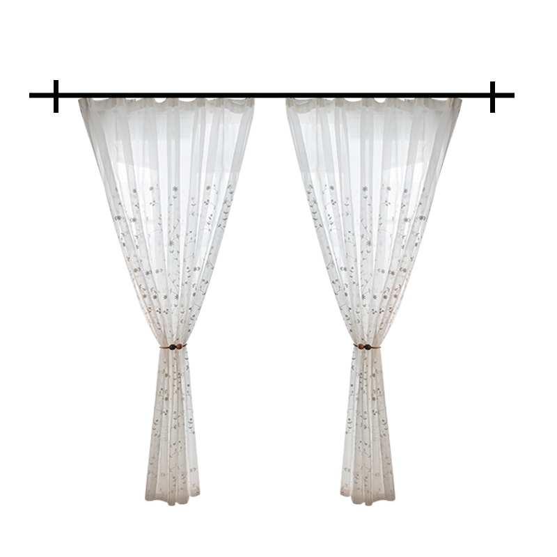 京城派 窗帘纱帘白纱绣花窗帘窗纱白色布料阳台半遮光帘子沙飘窗北欧清新简约落地窗纱白色纱帘