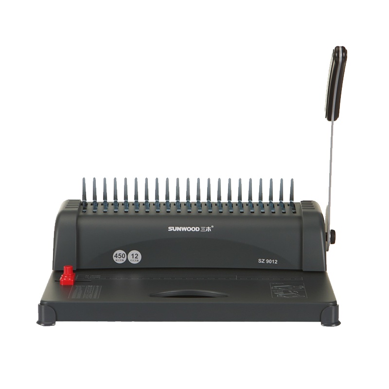 三木(SUNWOOD)SZ9012装订机手动夹条标书合同 财务打孔 梳式胶圈打孔机