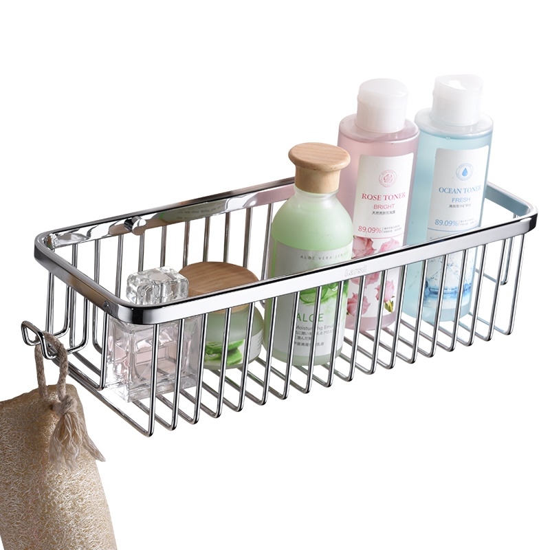 莱尔诗丹 LARSD 浴室挂件长方形单层网篮 卫生间置物架不锈钢 卫浴置物架