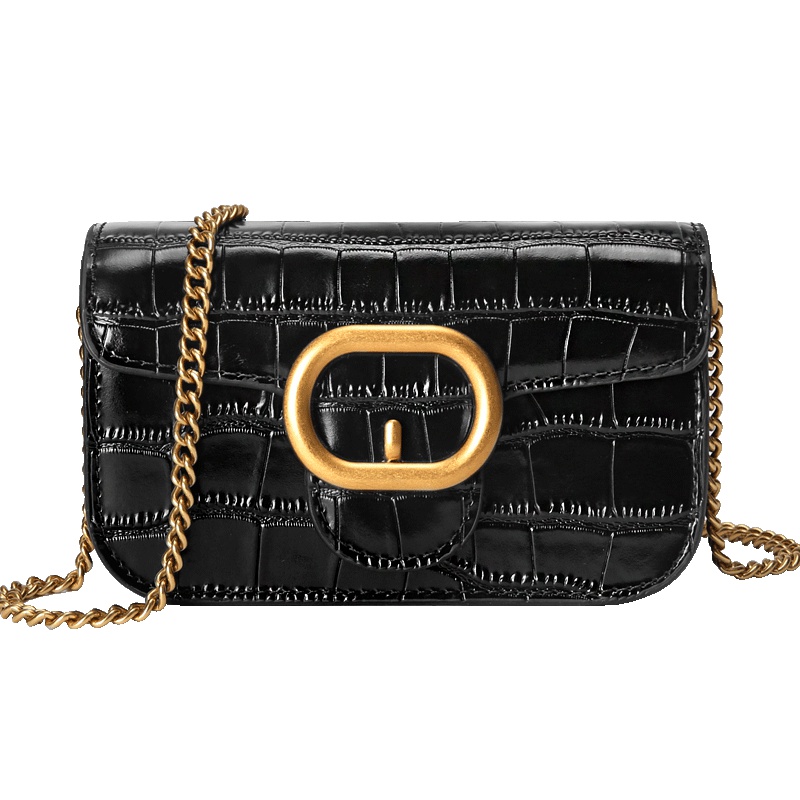 网红小黑包2019新款质感百搭迷你牛皮链条包ins超火包斜挎小包包