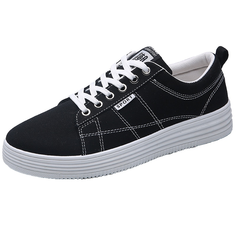 绛天百搭休闲鞋百搭厚底绑带潮鞋时尚纯色个生板鞋潮帆布鞋防滑文艺青年大学生