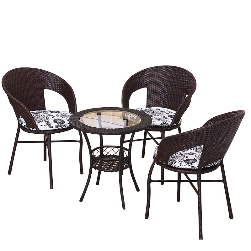 欧宝美阳台四方藤桌椅滕椅套装会客藤条椅子藤椅三件套