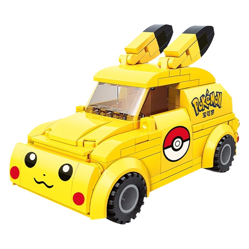 keeppley启蒙皮卡丘拼装积木益智玩具宝可梦比皮卡丘儿童车男孩女孩玩具