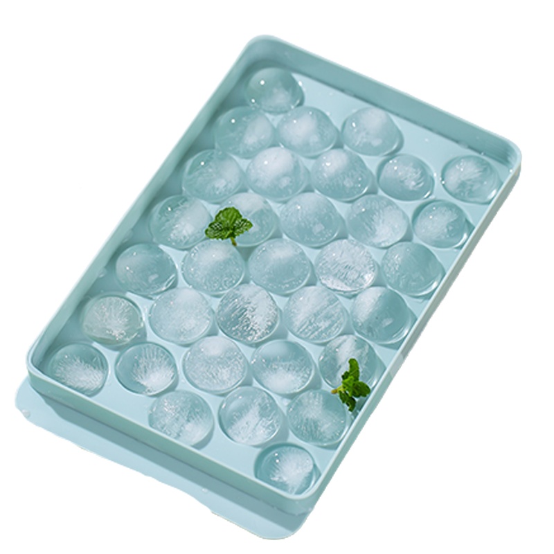 冰格小冰球食用自制辅食模具夏天家用冰箱冻冰块速冻器冰球制PP冰盒带盖[灰色33格]