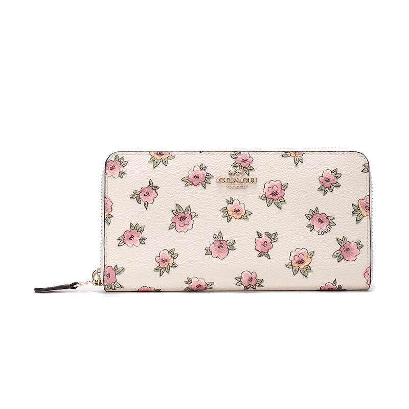 COACH 蔻驰 女钱包 女士花朵印花涂层织物手风琴拉链钱包