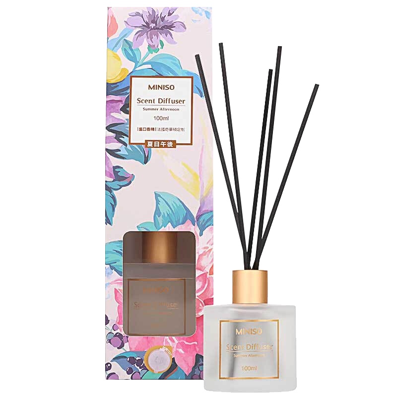 名创优品 (miniso) 夏日午后无火香薰 居家室内房间卧室藤条香氛精油 卫生间厕所空气清新剂100ml