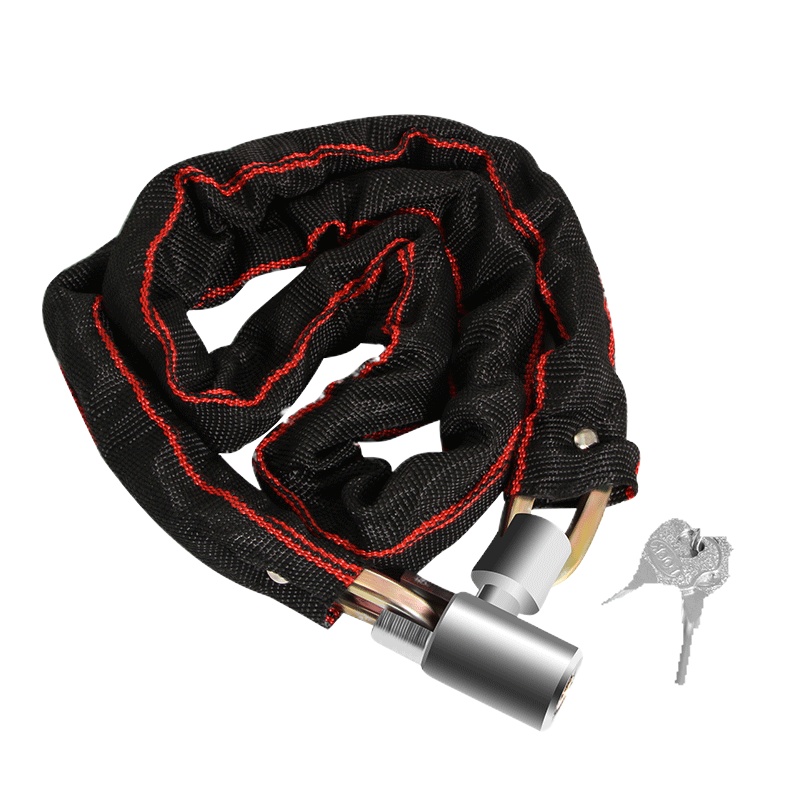 自行车锁防盗链条锁便携式山地单车锁电动电瓶摩托车防撬铁链子锁 加重加粗款[长125cm 重865g 直径7.2mm]