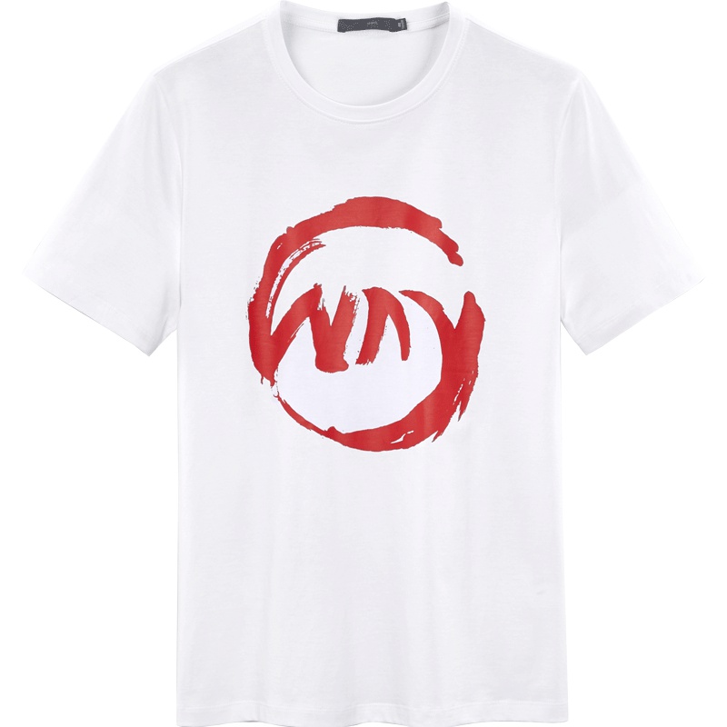 黑鲸撞色印花短袖t恤2019夏季休闲短t男女通款CNTBJ28168A