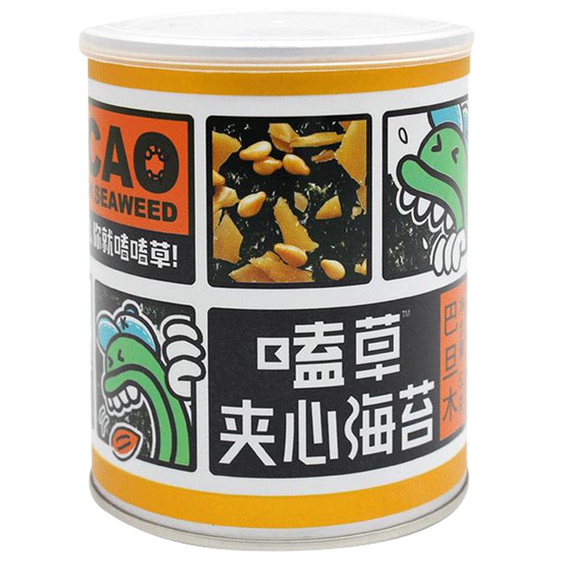 嗑草 巴旦木夹心海苔40g(罐装)儿童海苔海产 宝宝零食