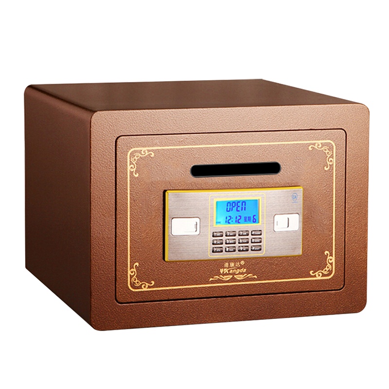 甬康达D-30面投古铜色电子密码小型家用前投币保险箱 办公酒店收银商用