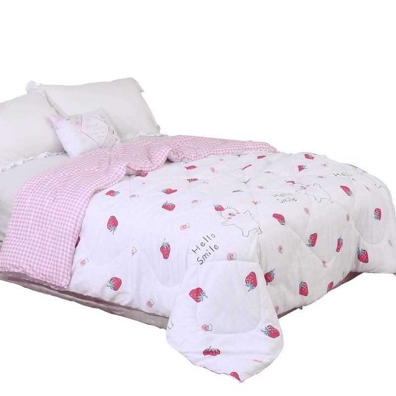 水星家纺空调被夏凉被薄被子卡通单双人被芯草莓红夏被/春秋被/二合一被