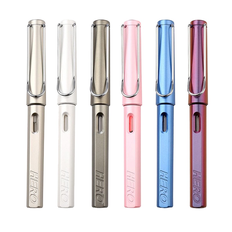 HERO英雄钢笔 359b炫彩珠光系列0.38mm/0.5mm明尖可换墨囊笔成人男女儿童学生用练字书法墨水笔送6只墨囊