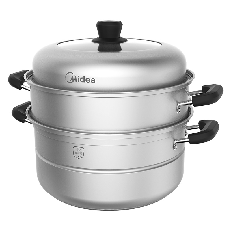 美的蒸锅家用三层加厚大号不锈钢蒸鱼馒头汤锅电磁炉煤气灶蒸笼屉