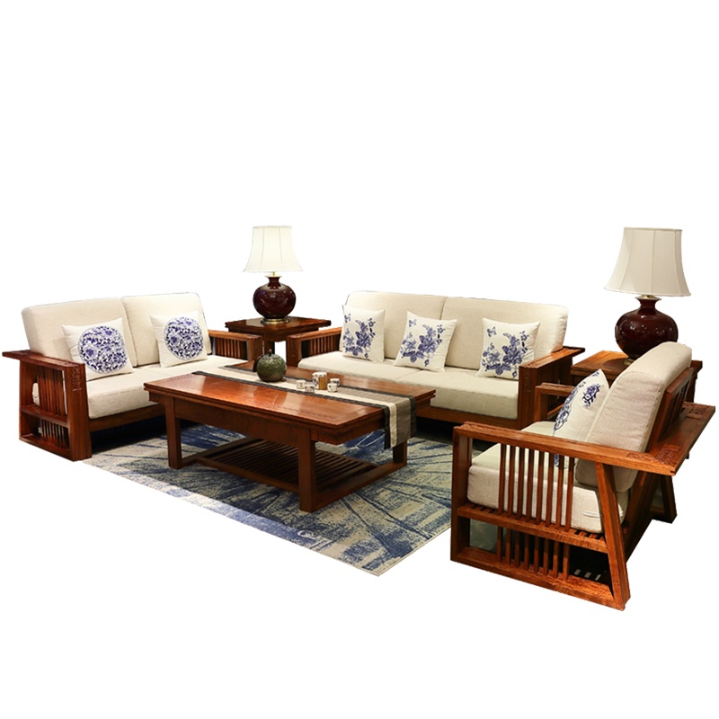 周家庄红木家具非洲花梨(学名:刺猬紫檀)沙发实木沙发新中式仿古客厅家具沙发组合 123六件套