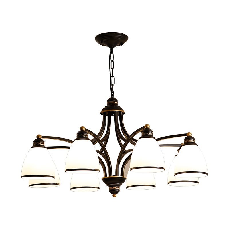 Grevol品拓PINTUOLED吊灯美式乡村欧式吊灯灯具简约现代客厅铁艺吊灯美式餐厅灯卧室灯大气复古灯饰25M2