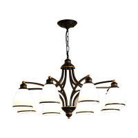 Grevol品拓PINTUOLED吊灯美式乡村欧式吊灯灯具简约现代客厅铁艺吊灯美式餐厅灯卧室灯大气复古灯饰25M2